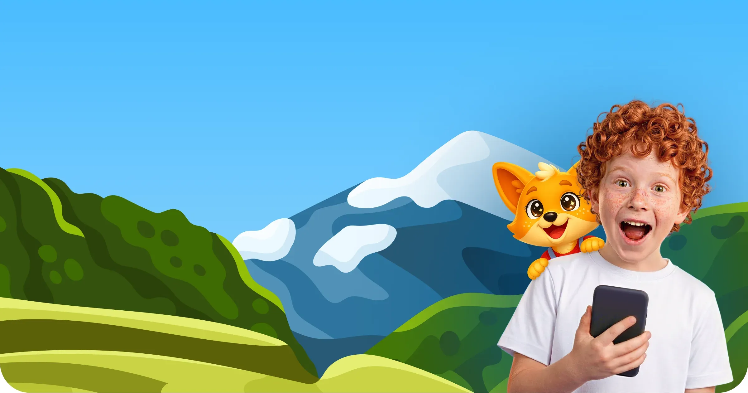 A boy talking to Charlie the fox in the Charlie AI app